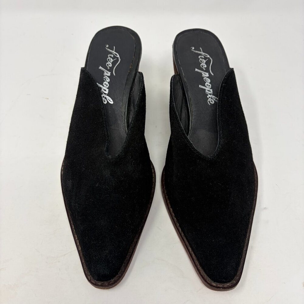 Free People Anya mules 37 black suede heeled western snip toe - Picture 2 of 7